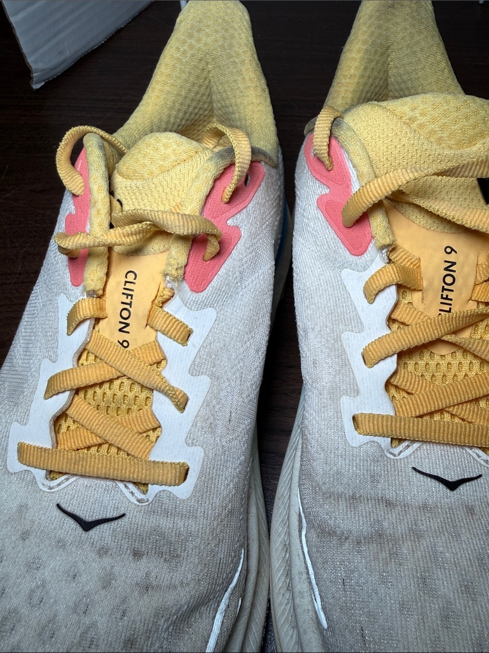 Hoka Clifton 9 'Blanc de Blanc/Swim Day' Women's Running Shoes Size 8.5B - Picture 10 of 14